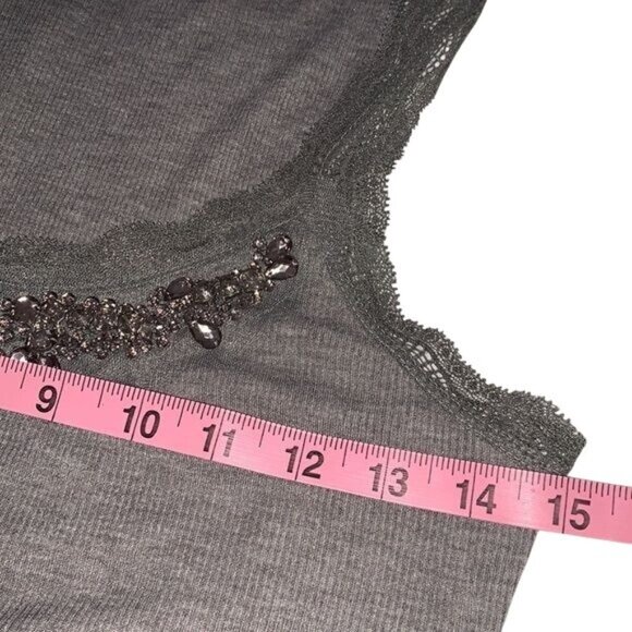 Princess Vera Wang Embellished Lace Gray Tank Top M - Picture 4 of 8